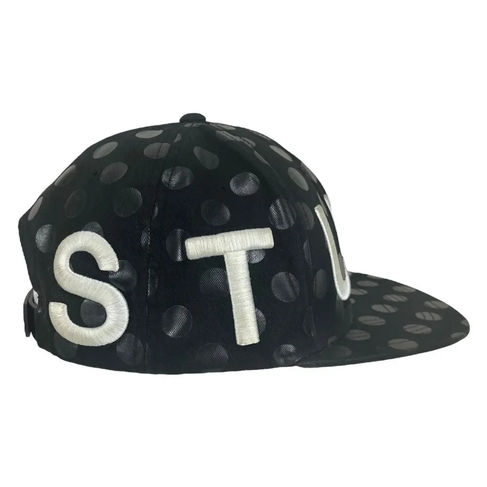 Stussy Unisex Black‎ Polkadot Embroidered Spellout Snapback Flat Bill Hat
